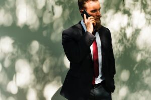 Business man on phone career networking